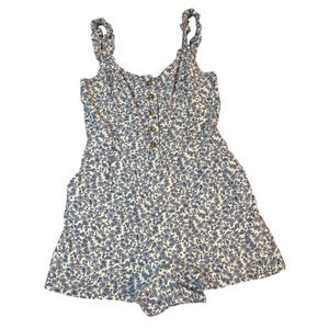 Hollister Y2K Floral Romper Medium Smocked Cottagecore Ruffle Straps Babydoll